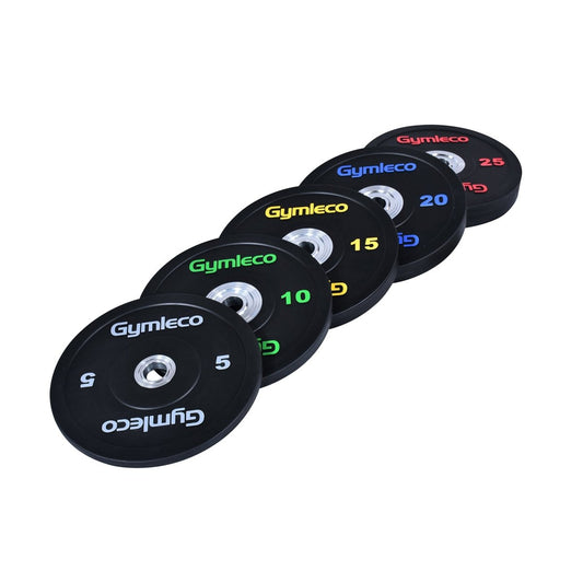 Black weight plates in rubber Gymleco UK 